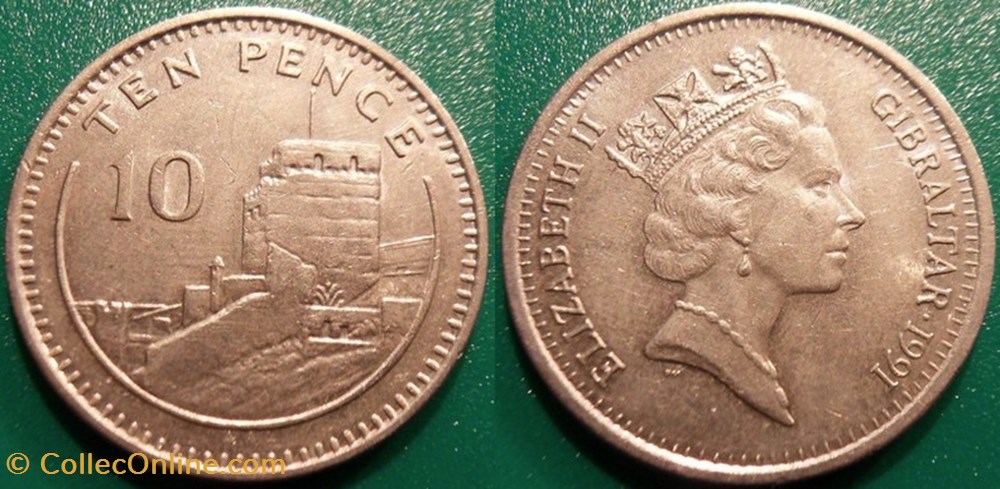 10 Pence 1991 monnaie monde gibraltar 10 pence 1991
