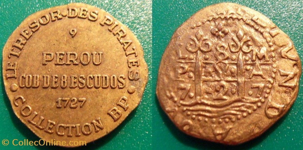 s- jeton BP Le Trésor des Pirates n° 9 PEROU Cob de 8 Escudos 1727 monnaies paranumismatique jetons poids s jeton bp le tresor des pirates n 9 perou cob de 8 escudos 1727