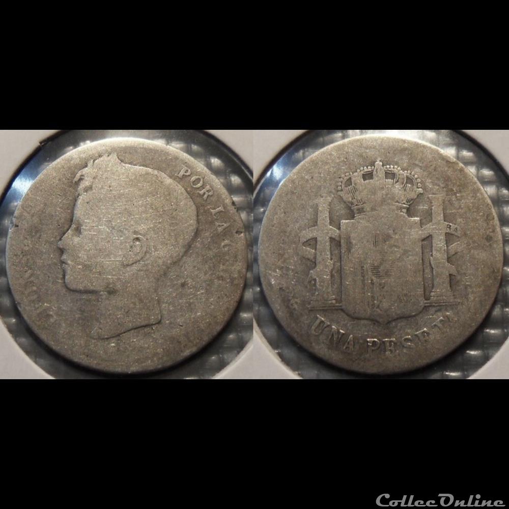 Espagne 1 peseta (1896 à 1902) monnaie jeton mereaux moderne espagne 1 peseta 1896 a 1902
