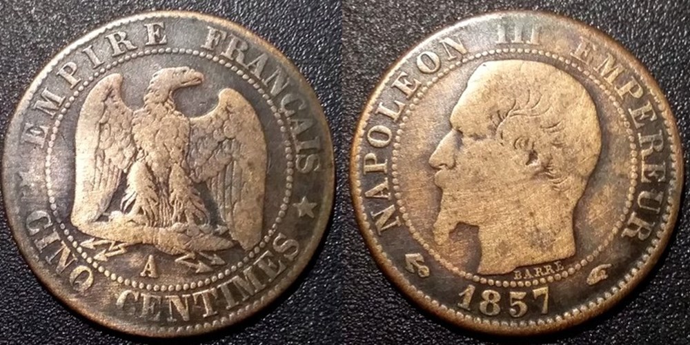 N-Napoleon III Empereur Cinq centimes non lauré 1857 A monnaies monde france n napoleon iii empereur cinq centimes non laure 1857 a