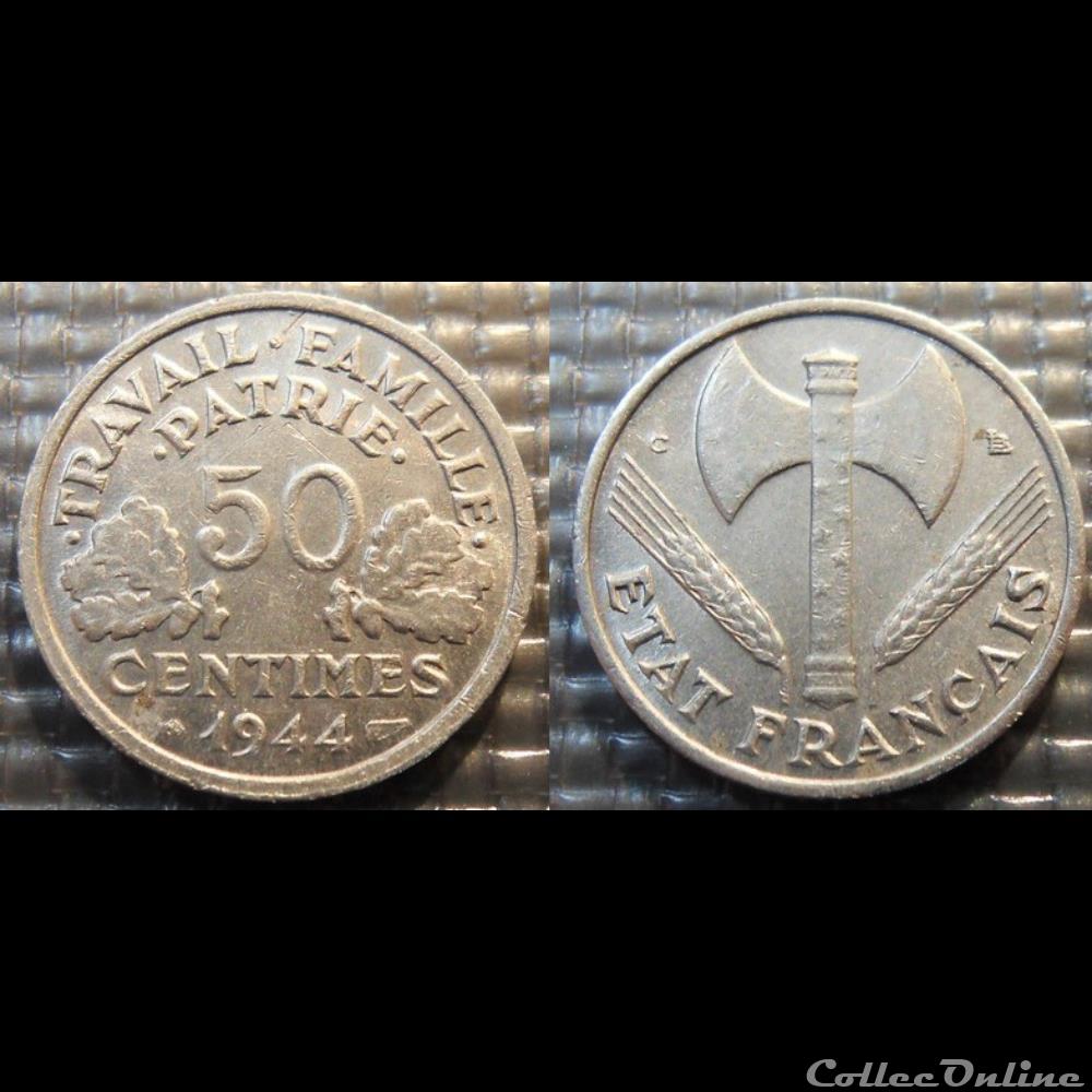 Gd 50 centimes Bazor 1944 C 18mm 0.7g faible 0.8g fort monnaie france moderne gd 50 centimes bazor 1944 c 18mm 0 7g faible 0 8g fort