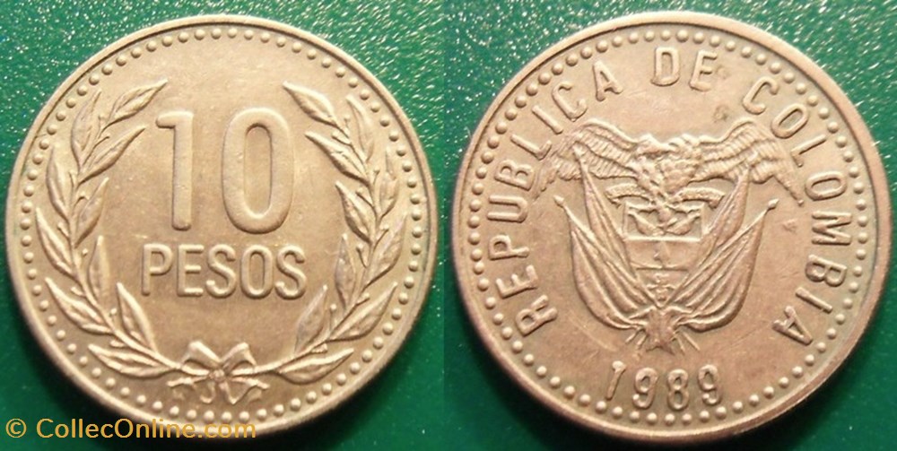 10 Pesos 1989 monnaie monde colombie 10 pesos 1989