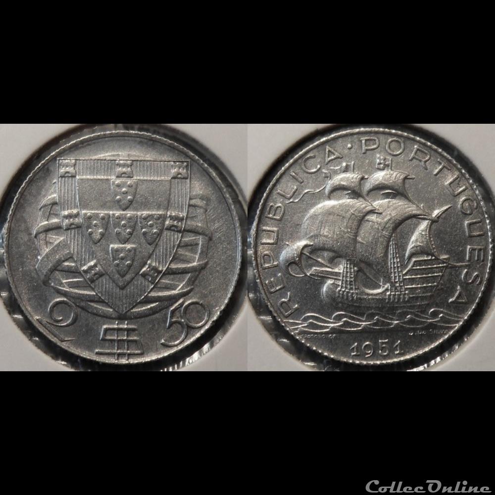Portugal 2 1/2 Escudos 1951 monnaie france colony portugal 2 1 2 escudos 1951