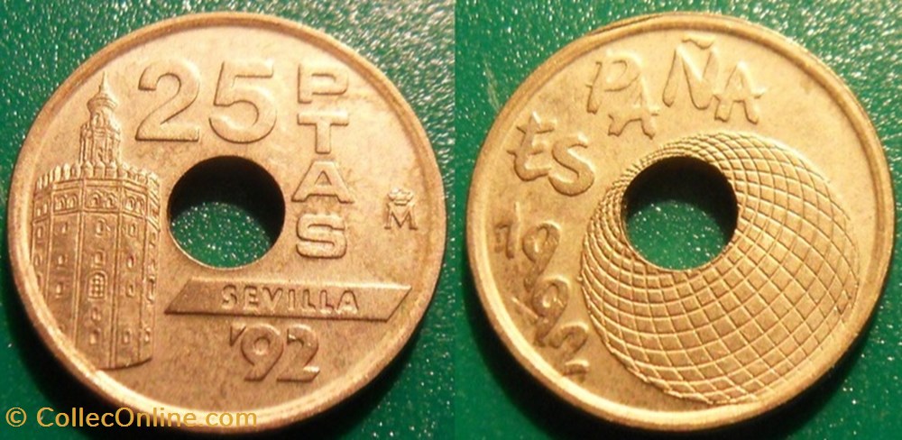 25 Pesetas 1992 Tour de l'Or Expo Universelle Séville monnaie monde espagne 25 pesetas 1992 tour de or expo universelle seville