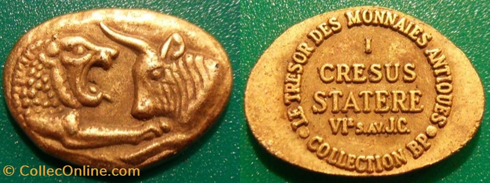 s- jeton BP Le trésor des monnaies antiques n°1 Crésus Statère paranumismatique jetons poids s jeton bp le tresor des monnaies antiques n 1 cresus statere