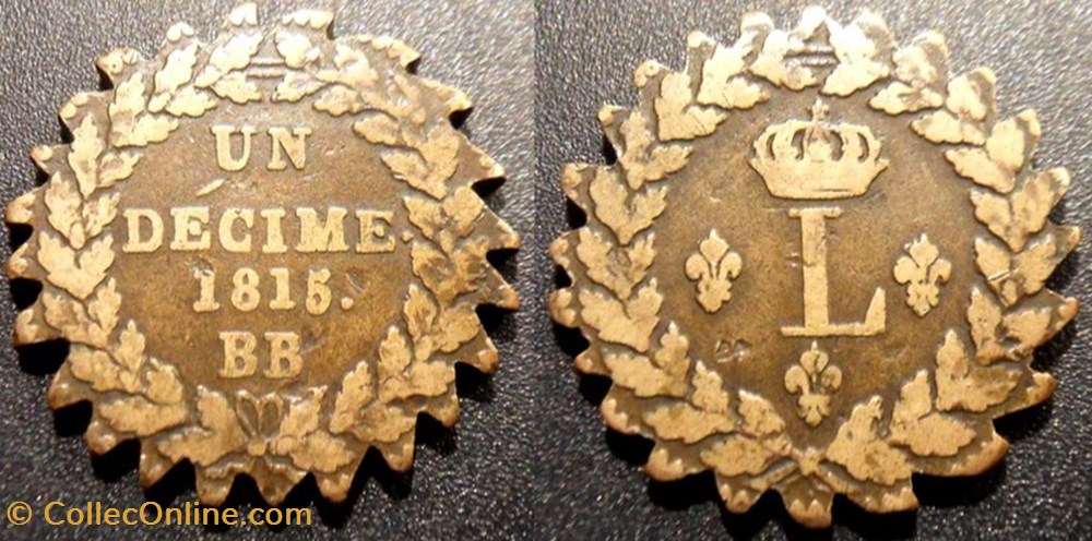 Monnaie Un Décime Louis XVIII "ouvragé" divers monnaie un decime louis xviii ouvrage