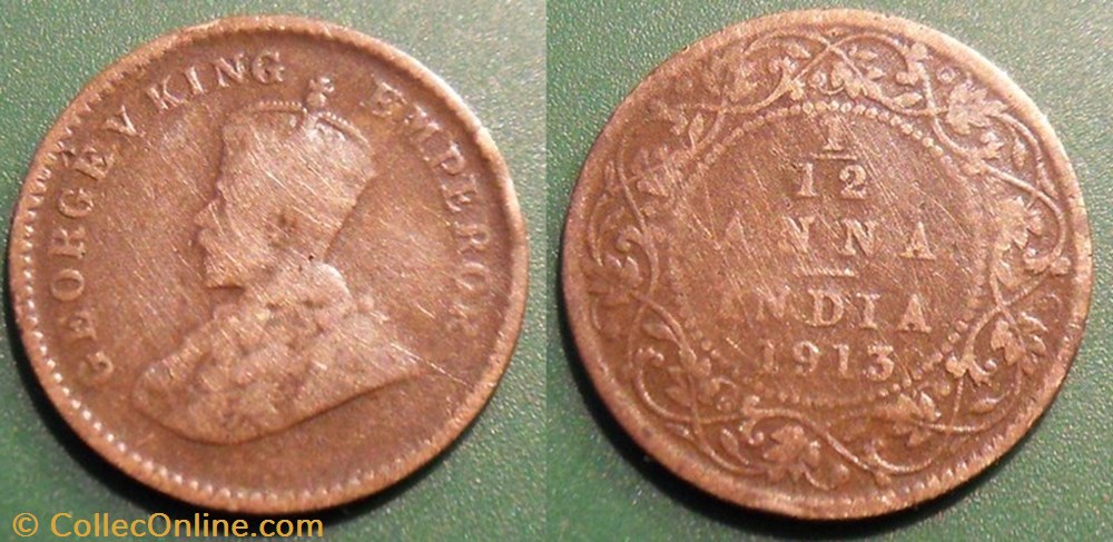 India British 1/12 Anna 1913 monnaie monde india british 1 12 anna 1913