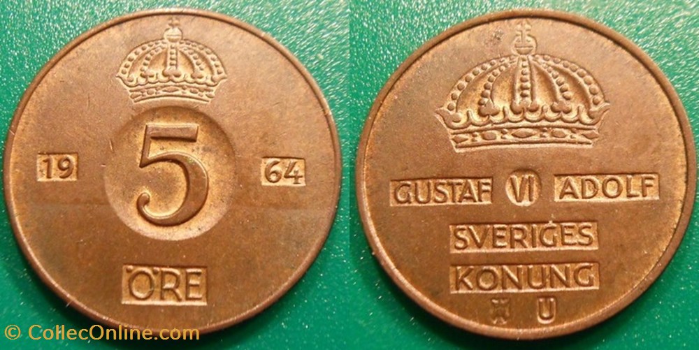 5 Ore 1964 monnaie monde suede 5 ore 1964