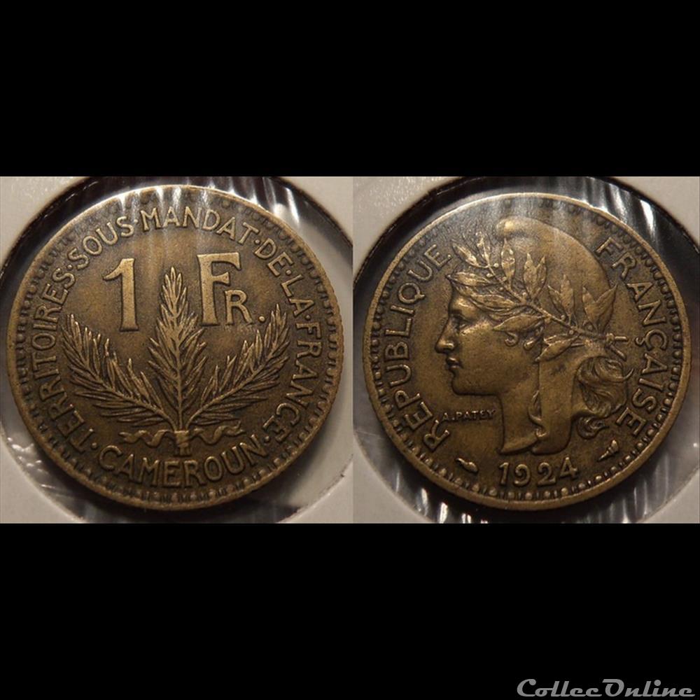 Cameroun Territoires sous mandat Français 1 Franc 1924 monnaie france colony cameroun territoires sous mandat francais 1 franc 1924