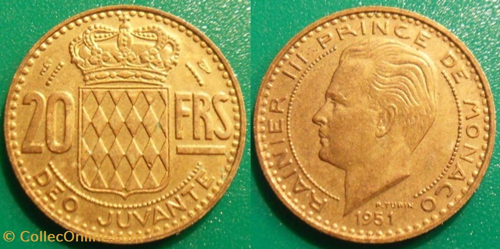 20 Francs 1951 Rainier III monnaies monde monaco 20 francs 1951 rainier iii