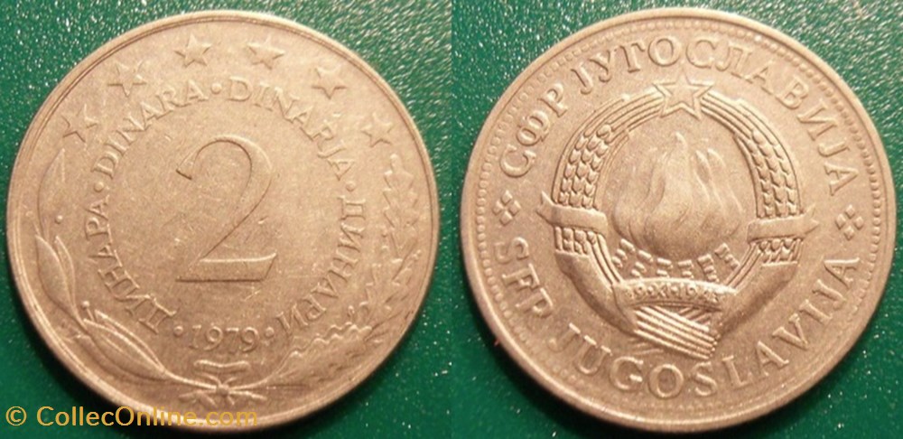 2 Dinars 1979 monnaie monde yougoslavie 2 dinars 1979