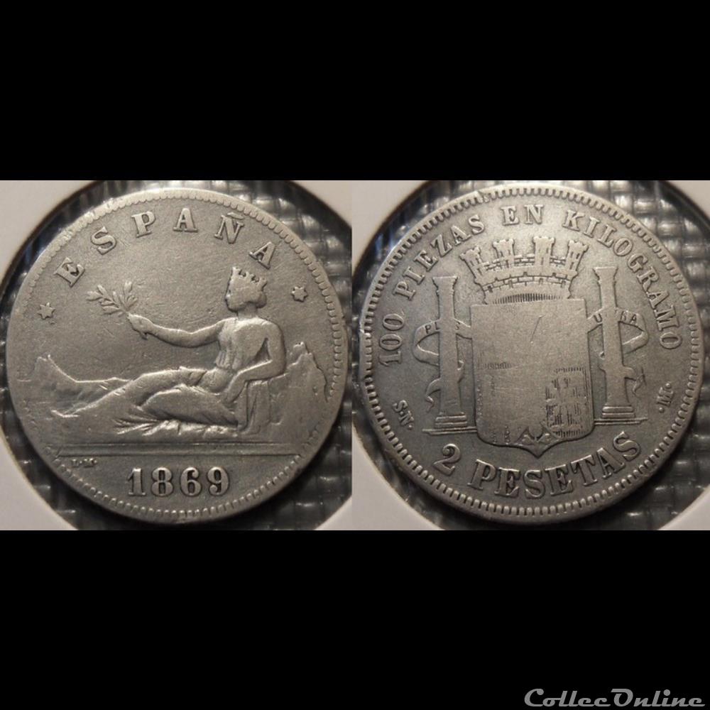 monnaie france moderne espagne 2 pesetas 1869