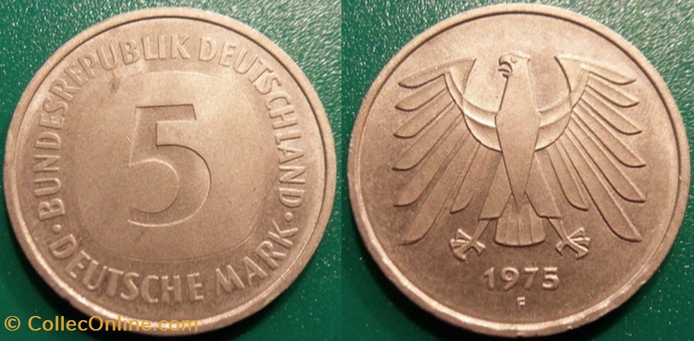 5 Deutsche Mark 1975 monnaie monde allemagne 5 deutsche mark 1975