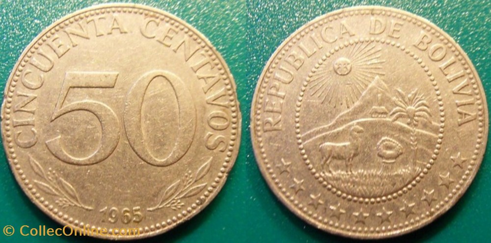 50 Centavos 1965 monnaie monde bolivie 50 centavos 1965
