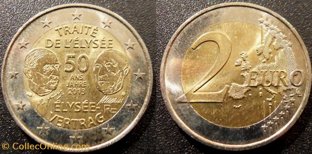 monnaies monde france 2 euros 2013 traite de elysee