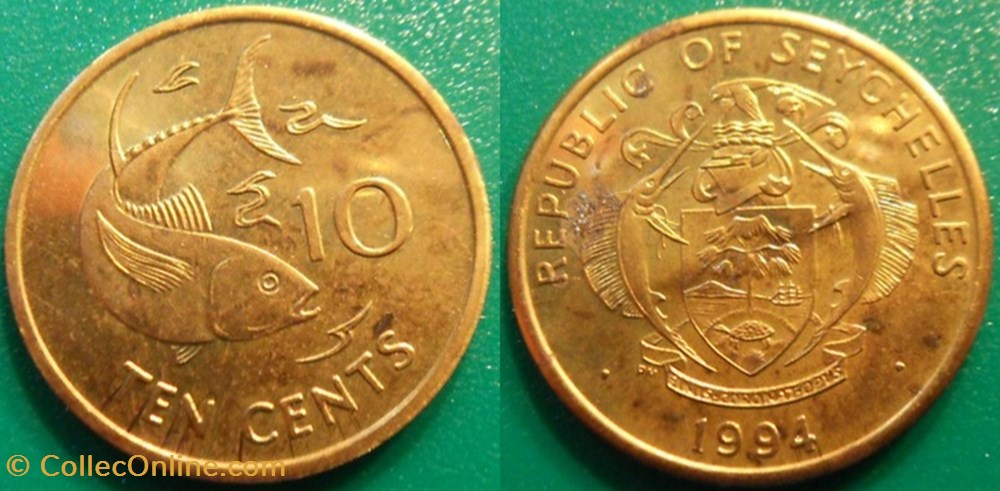 monnaie monde seychelle 10 cents 1994