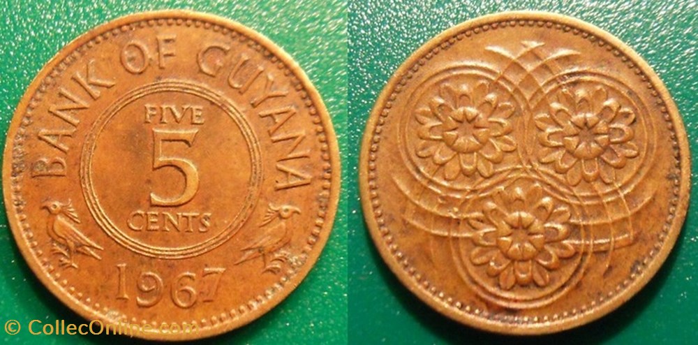 5 Cents 1967 monnaie monde guyana 5 cents 1967