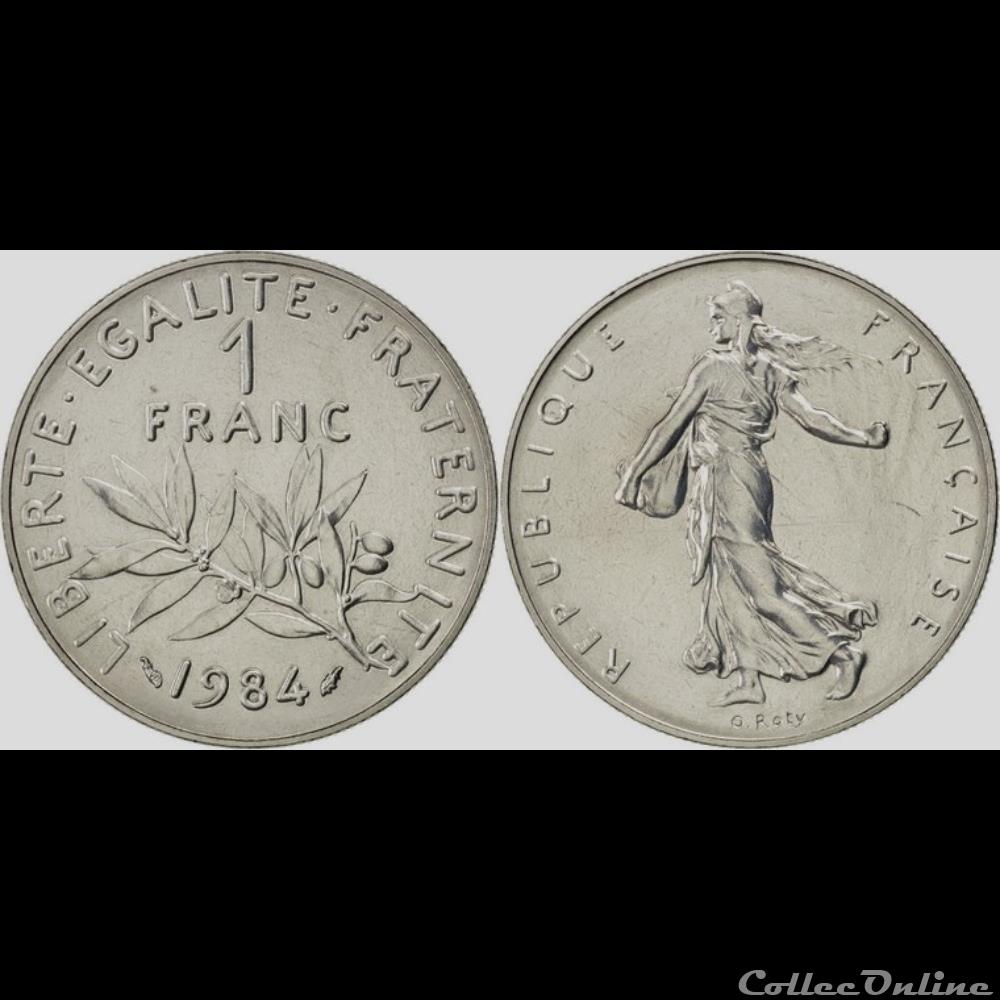 Hg 1 franc semeuse 1984 24mm 6g monnaie france moderne hg 1 franc semeuse 1984 24mm 6g