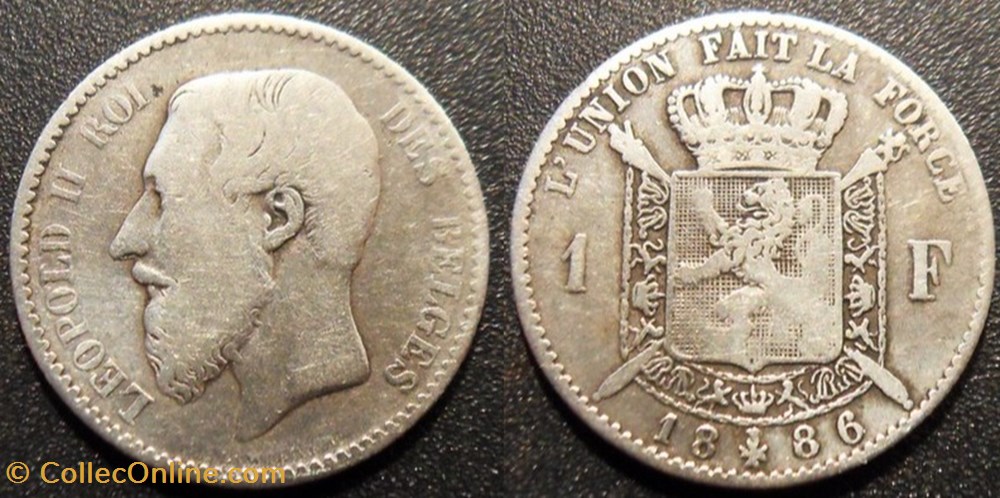 monnaies belgique 1 franc 1886 des belges