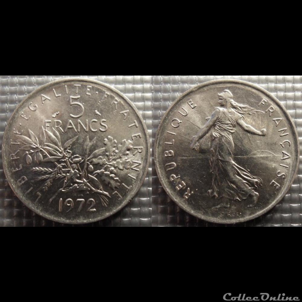 Kg 5 francs Semeuse 1972 29mm 10g monnaie france moderne kg 5 francs semeuse 1972 29mm 10g