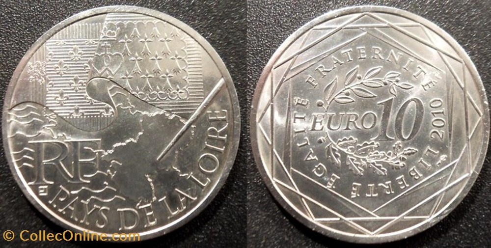 10 Euros des Régions 2010 1er type PAYS DE LOIRE monnaies monde france 10 euros des regions 2010 1er type pays de loire