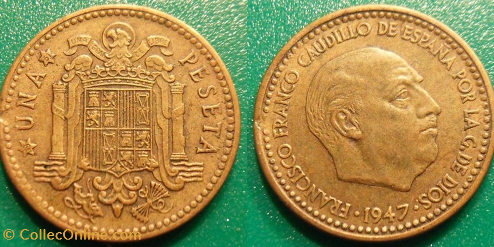 1 Peseta 1947 monnaie monde espagne 1 peseta 1947