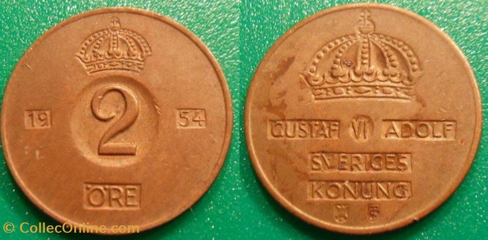 monnaie monde suede 2 ore 1954