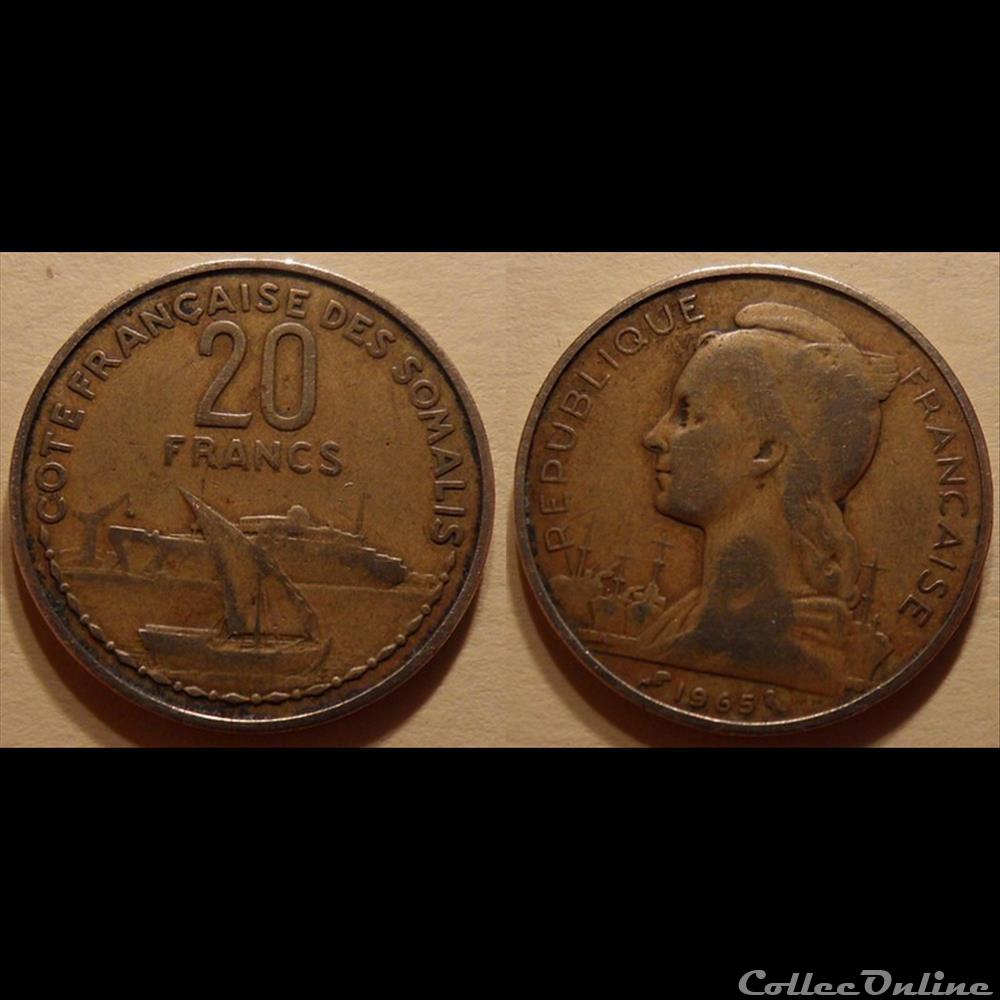Djibouti- Cote Française des Somalis 20 francs 1965 monnaie france colony djibouti cote francaise des somalis 20 francs 1965