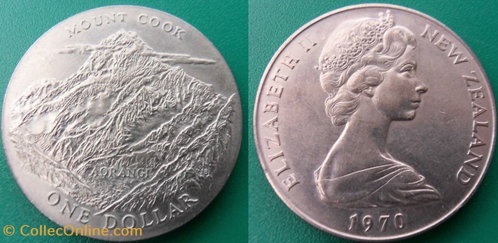 1 Dollar 1970 Mount Cook monnaies monde nouvelle zelande 1 dollar 1970 mount cook