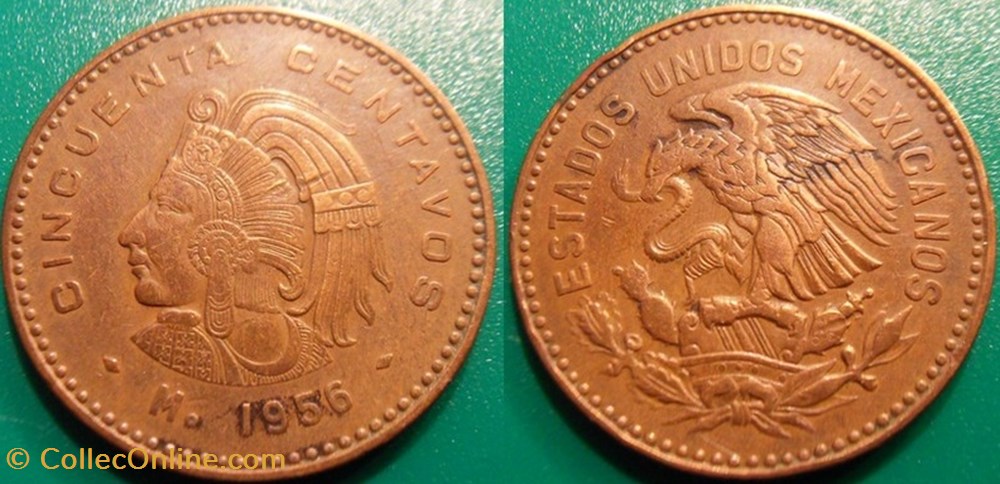 monnaie monde mexique 50 centavos 1956