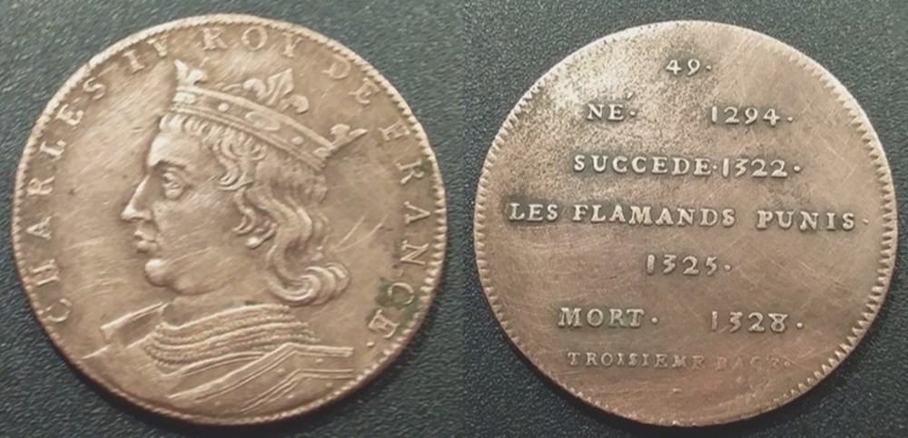 m- Jeton Roy Charles IV monnaies paranumismatique jetons poids m jeton roy charles iv