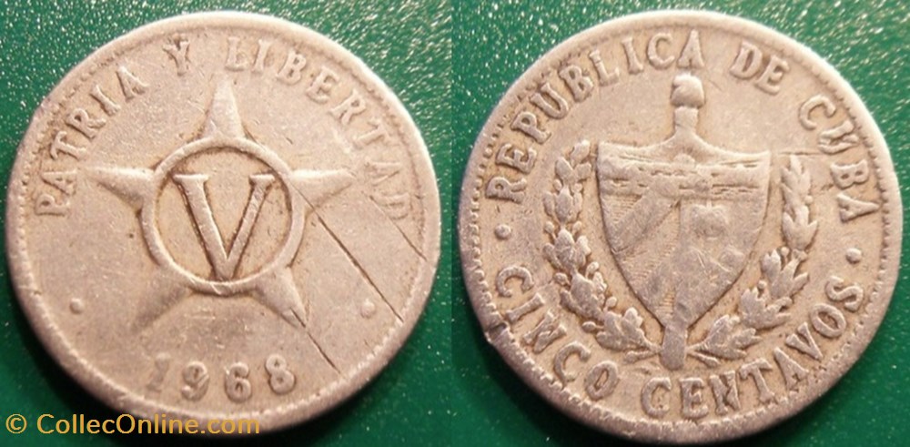 5 Centavos 1968 monnaie monde cuba 5 centavos 1968