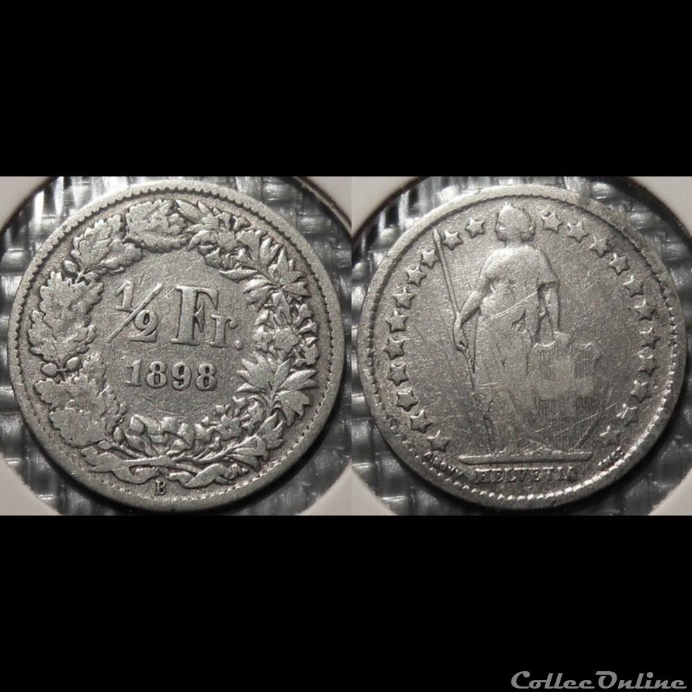 Suisse 1/2 franc 1898 B monnaie france colony suisse 1 2 franc 1898 b