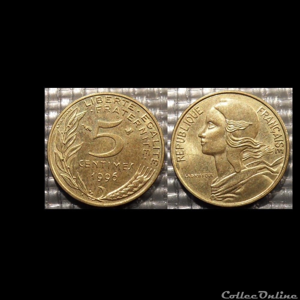 Cf 5 centimes Marianne 1996 17mm 2g monnaie france moderne cf 5 centimes marianne 1996 17mm 2g