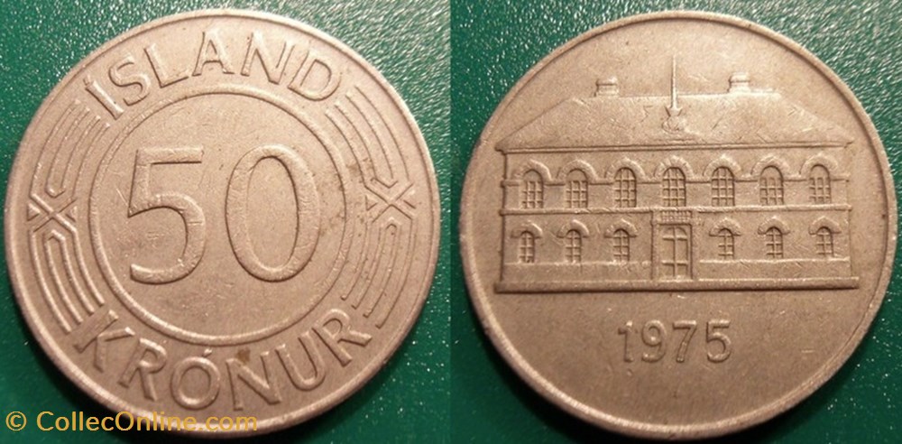 50 Kronur 1975 monnaie monde islande 50 kronur 1975