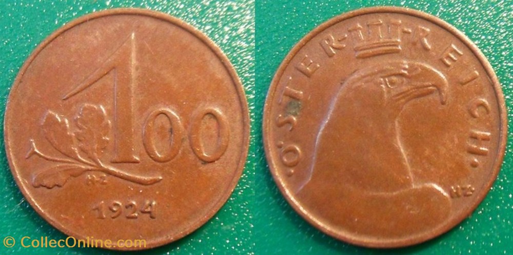100 Kronen 1924 monnaie monde autriche 100 kronen 1924