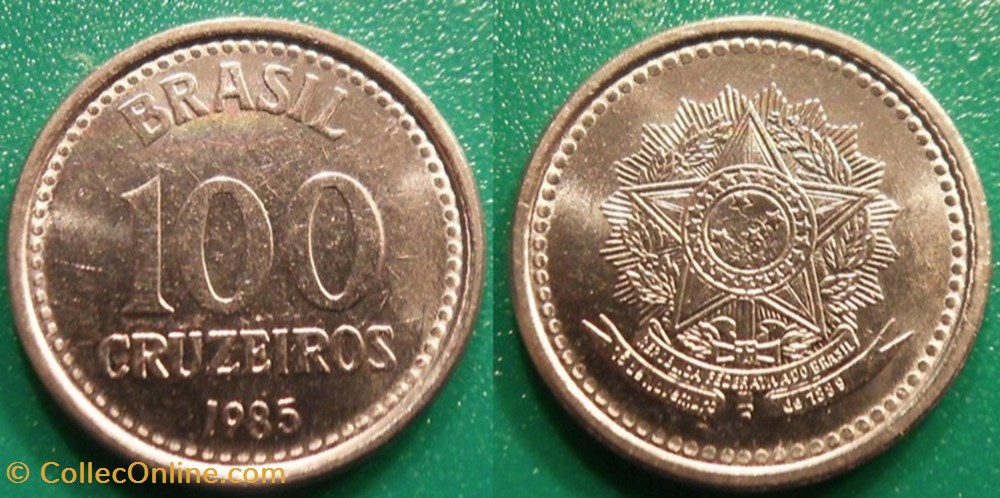 100 Cruzeiros 1985 monnaie monde bresil 100 cruzeiros 1985
