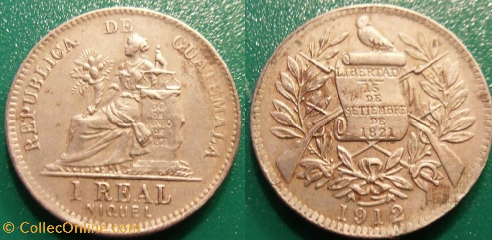Guatemala 1 Real 1912 monnaie monde guatemala 1 real 1912