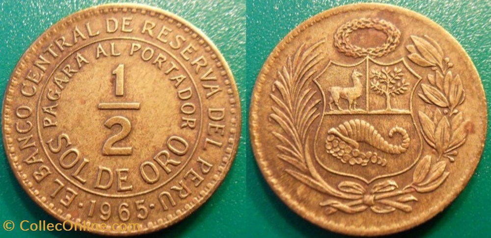 monnaie monde perou 1 2 sol des oro 1965