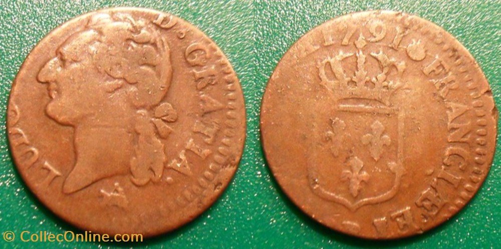 J2 Louis XVI 1/2 sol 1791 B Rouen monnaies france a royales j2 louis xvi 1 2 sol 1791 b rouen