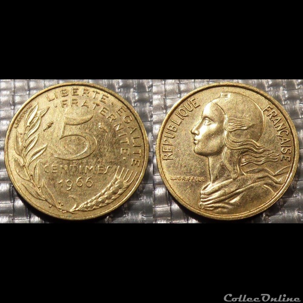 Cf 5 centimes Marianne 1966 17mm 2g monnaie france moderne cf 5 centimes marianne 1966 17mm 2g