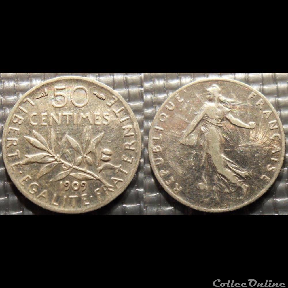 Ga 50 centimes Semeuse 1909 18mm 2.5g monnaie france moderne ga 50 centimes semeuse 1909 18mm 2 5g