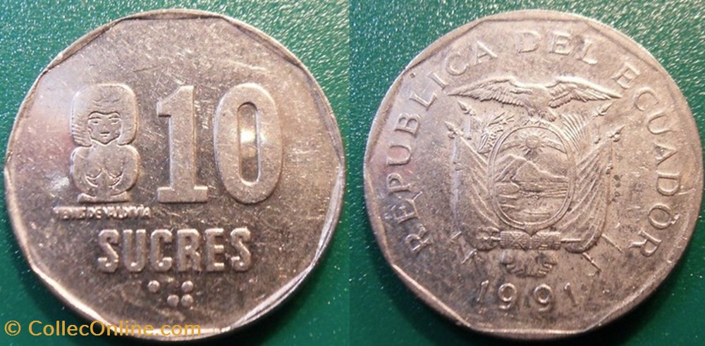 10 Sucres 1991 monnaie monde equateur 10 sucres 1991