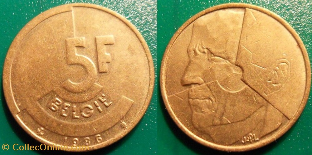monnaie monde belgique 5 francs 1986 belgie