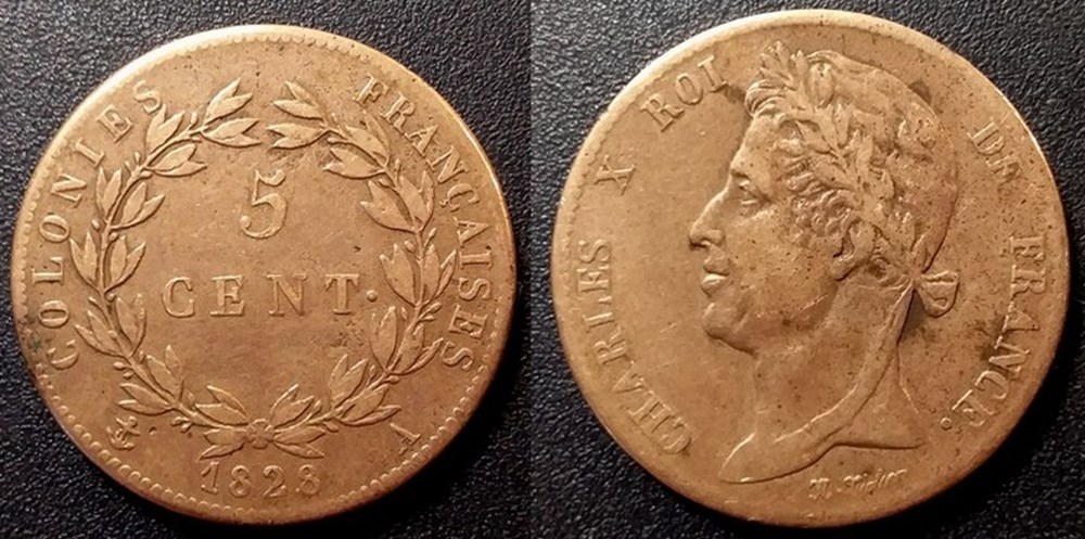 Colonies Générales 5 Centimes Charles X 1828 A monnaies francaises colonies generales 5 centimes charles x 1828 a