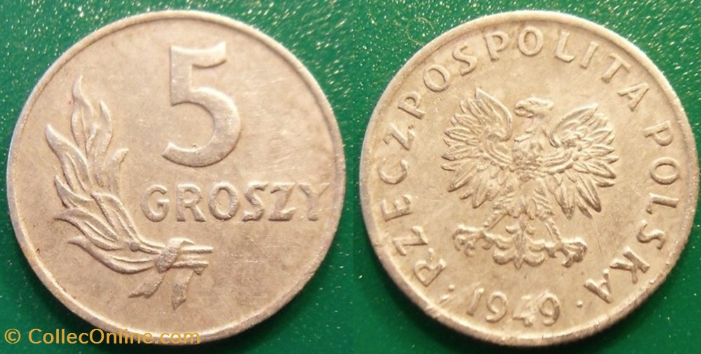 5 Groszy 1949 monnaie monde pologne 5 groszy 1949