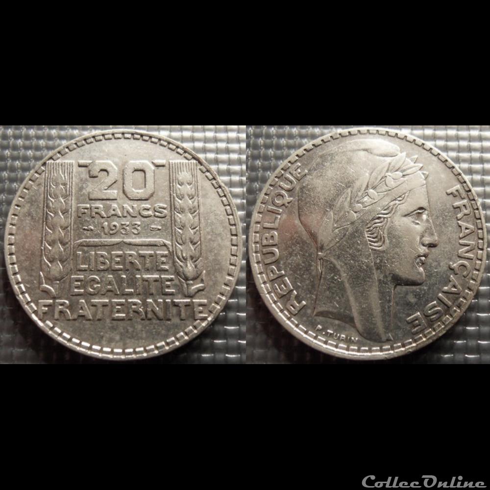 monnaie france moderne ma 20 francs turin 1933 35mm 20g
