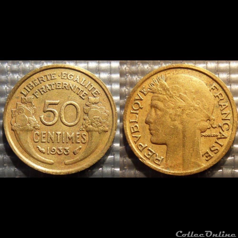 Gc 50 centimes Morlon 1933 18mm 2g monnaie france moderne gc 50 centimes morlon 1933 18mm 2g