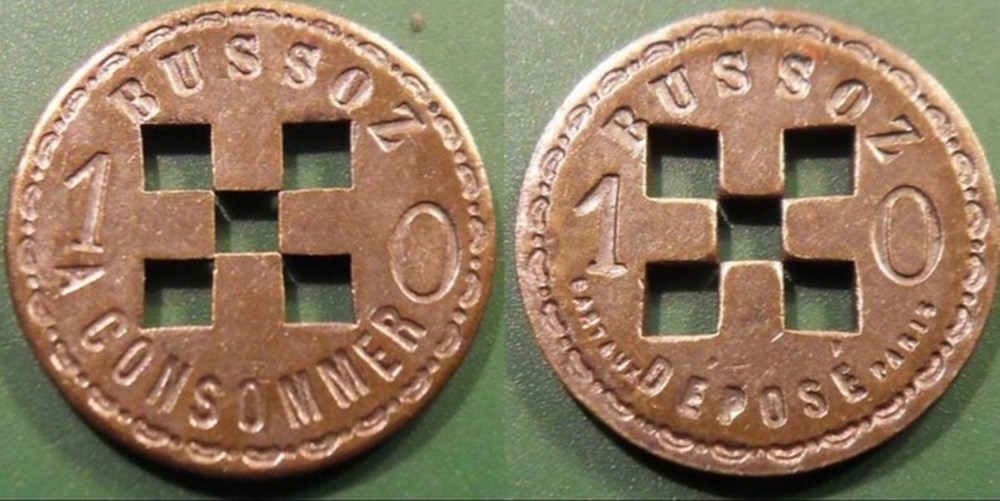 fb- Bussoz - Jeton à consommer 10 C. monnaies paranumismatique jetons poids fb bussoz jeton a consommer 10 c