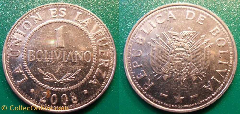 1 Boliviano 2008 monnaie monde bolivie 1 boliviano 2008